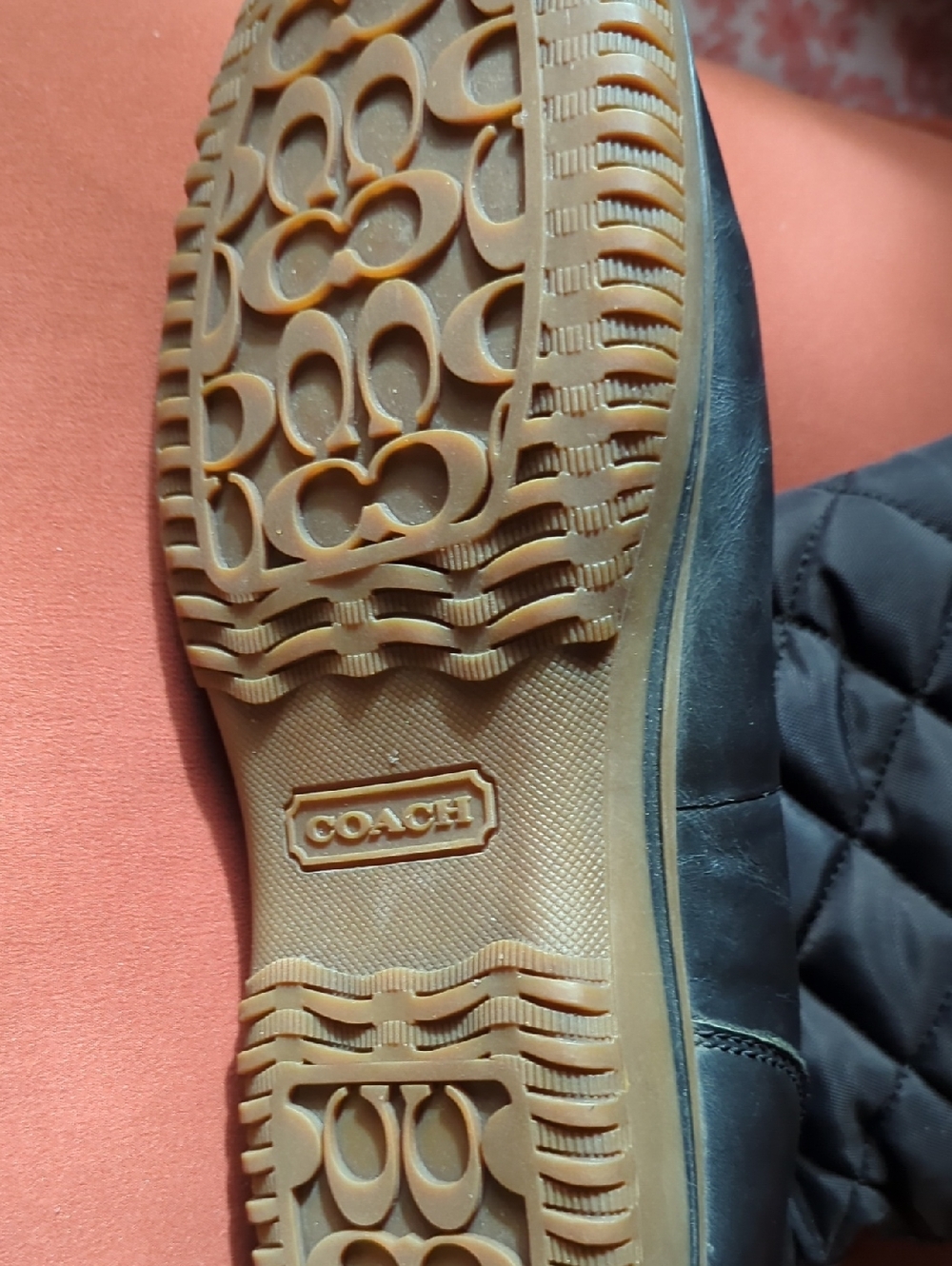 Coach Quilted Black & Brown Winter Rain Boot - Picture 2 of 4